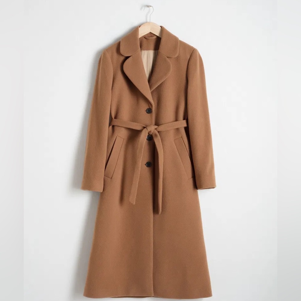 & Other Stories Wool Camel Coat Size 2 - Picture 4 of 9